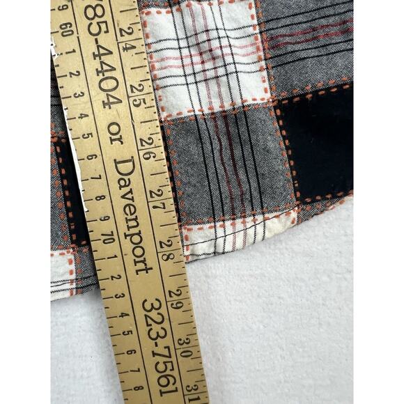 VICTORIA JONES Women's 2x BLACK WHITE Buffalo Plaid embroidered Jack o lanterns - Picture 5 of 6